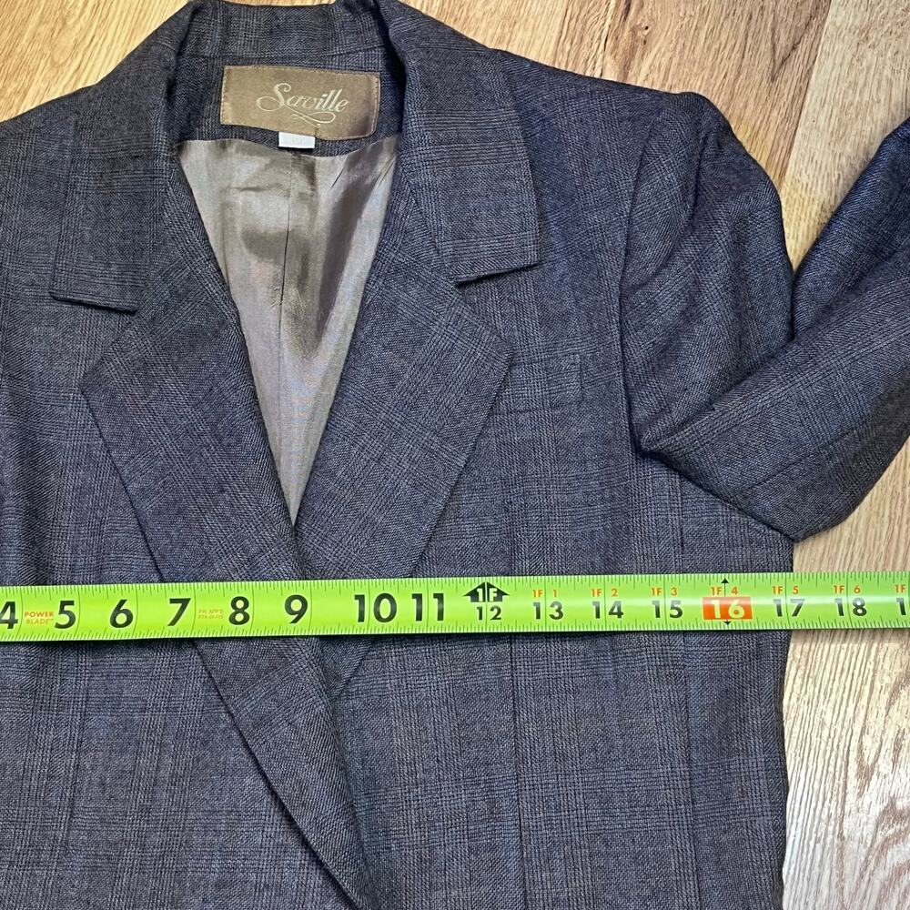Vintage Saville Tweed Wool Blazer Plaid Sz 10 Gray old money quiet luxury preppy - Picture 13 of 15
